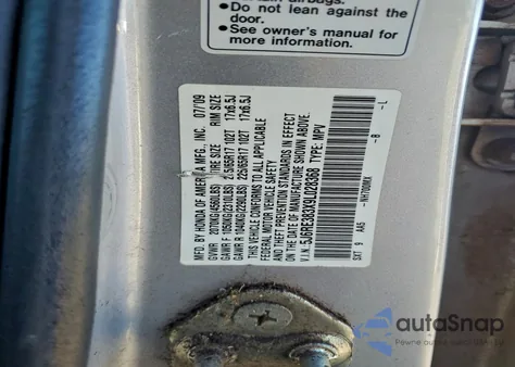 2009 Honda Cr-V Lx z USA, uszkodzony, nr VIN 5J6RE383X9L028368